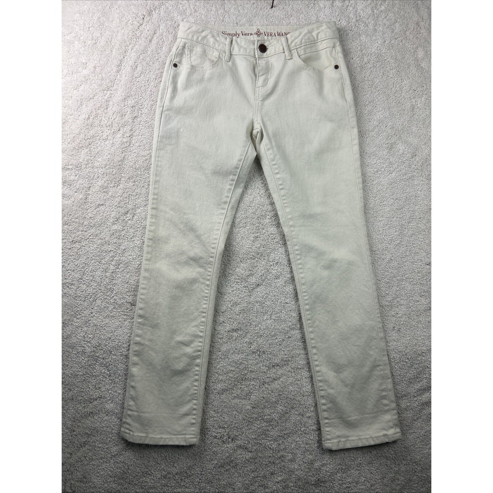 Simply Vera Vera Wang Jeans‎ Size 0 Skinny Ivory cream/off White Sexy Academia